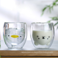 Bear Coffee Cup Milk Glass de té doble de pared